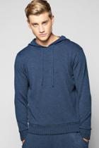 Boohoo Mixed Yarn Hooded Tracksuit Top Navy