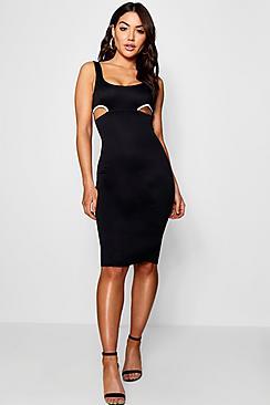 Boohoo Eleanor Contrast Cut Out Midi Dress