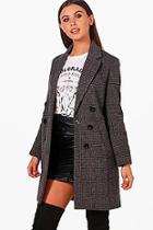 Boohoo Petite Ellie Double Breasted Check Duster Coat