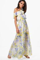 Boohoo Annabel Cold Shoulder Floral Maxi Dress Multi