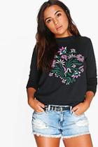 Boohoo Petite Emily Embroidered Sweat