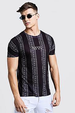 Boohoo Original Man Snake Stripe Print T-shirt