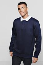 Boohoo Fleece Slim Fit Rugby Top