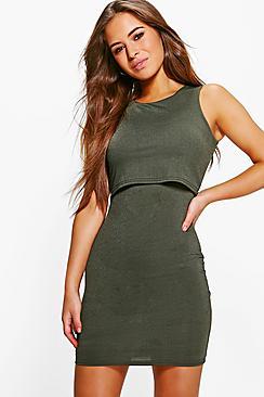 Boohoo Petite Lydia Double Layer Bodycon Dress