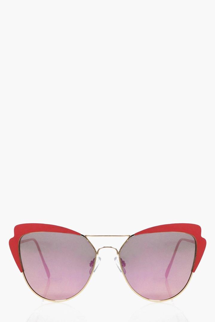 Boohoo Millie Exaggerated Cat Eye Sunglasses Pink