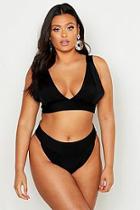 Boohoo Plus Deep Plunge High Waist Bikini Set