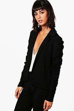 Boohoo Emily Ruched Sleeve Blazer