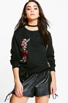 Boohoo Elizabeth Embroidered Sweatshirt Black