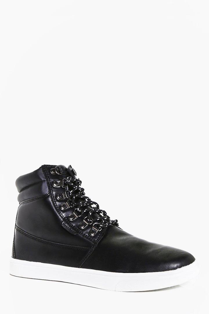 Boohoo Pu Boots With Contrast Soles Black