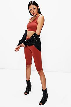 Boohoo Amina Crop Top & Leggings Rib Knit Co-ord