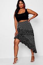 Boohoo Plus Rosie Multi Ruffle Asymmetric Midi Skirt