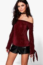 Boohoo Piper Off The Shoulder Pleated Top