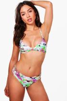 Boohoo Long Island Marble Print Strappy Triangle Bikini Multi