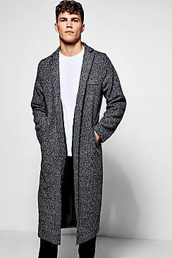 Boohoo Black Full Length Wool Look Duster Coat