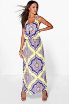 Boohoo Tall Flora Neon Paisley Twist Back Maxi Dress