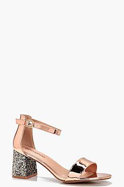 Boohoo Iris Glitter 2 Part Block Heels