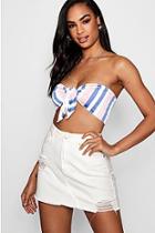 Boohoo Tall Casey Tie Front Stripe Bandeau