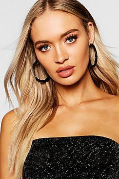 Boohoo Diamante Cluster Hoop Earrings