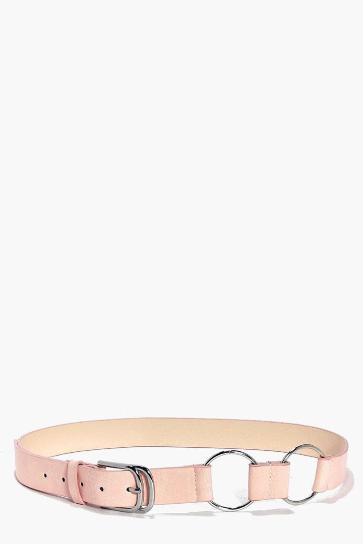 Boohoo Natasha Rings Boyfriend Belt Blush