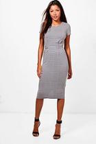 Boohoo Eva Gingham Pleat Belted Midi Dress