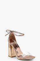 Boohoo Amber Clear Strap Flared Heels