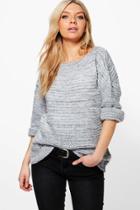 Boohoo Scarlett Marl Dip Hem Jumper Grey