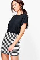 Boohoo Noa Monochrome Stripe Mini Skirt