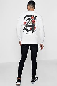Boohoo Long Sleeve Rose Letter Print T-shirt