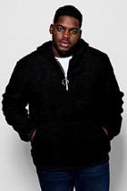 Boohoo Big And Tall Borg Hoodie With Zip