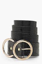 Boohoo Plus Double Ring Faux Croc Belt