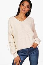 Boohoo Emma Lace Up Detail Jumper