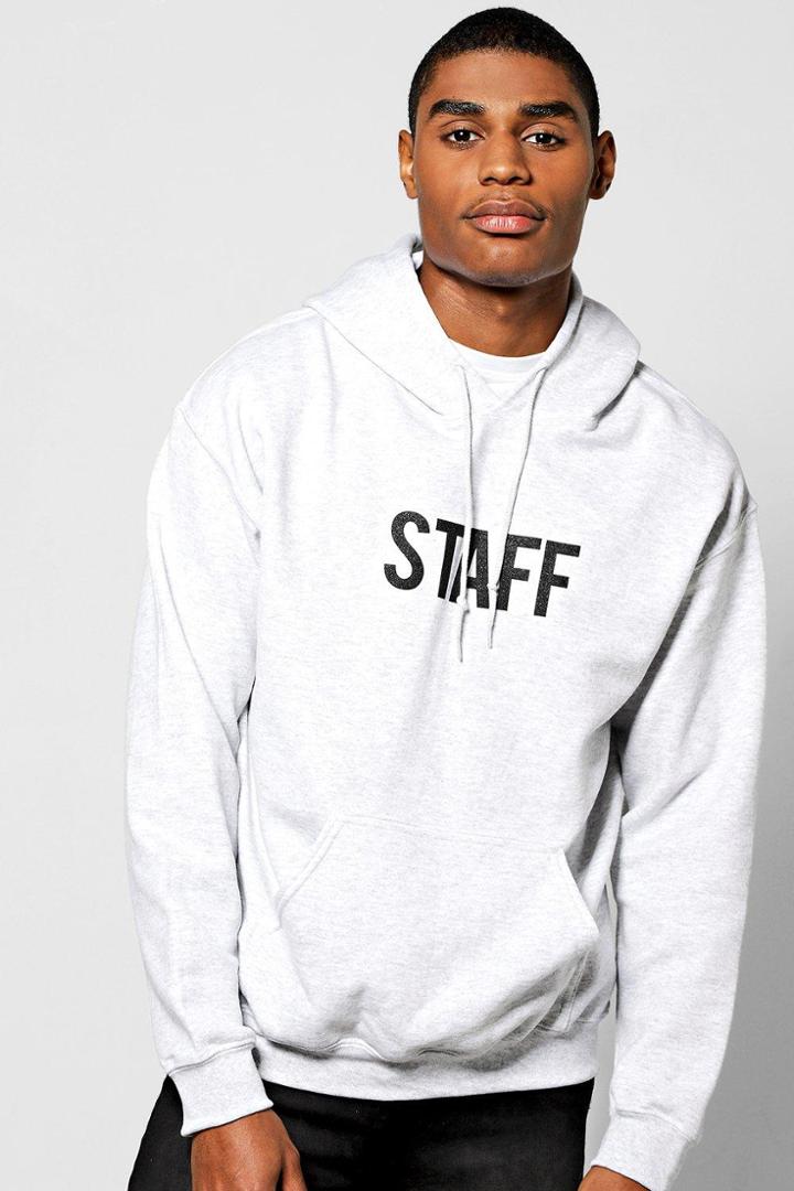 Boohoo Oversized Staff Hoodie Ash