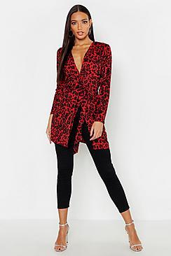 Boohoo Leopard Print Belted Kimono