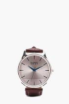 Boohoo Man Watch With Faux Leather Strap In Brown