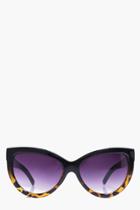 Boohoo Skye Half Tortoise Frame Cat Eye Sunglasses Black