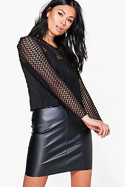 Boohoo Sara Crochet Trim Shirt