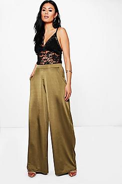 Boohoo Matilda Wide Leg Slinky Trousers