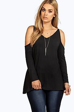 Boohoo Plus Roxanne Open Shoulder Swing Top