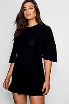 Boohoo Plus Cindy Swing Sleeve Frill Hem Dress