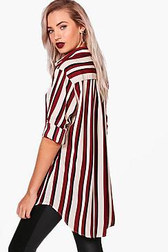 Boohoo Eva Striped Oversized Blouse