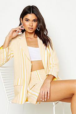 Boohoo Printed Linen Blazer