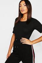 Boohoo Tie Back Rib Short Sleeve T-shirt