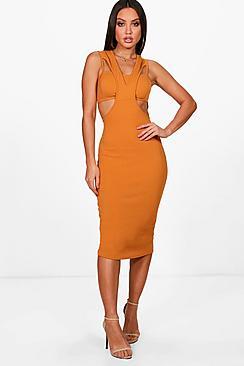 Boohoo Antoinette Cut Out Detail Midi Dress