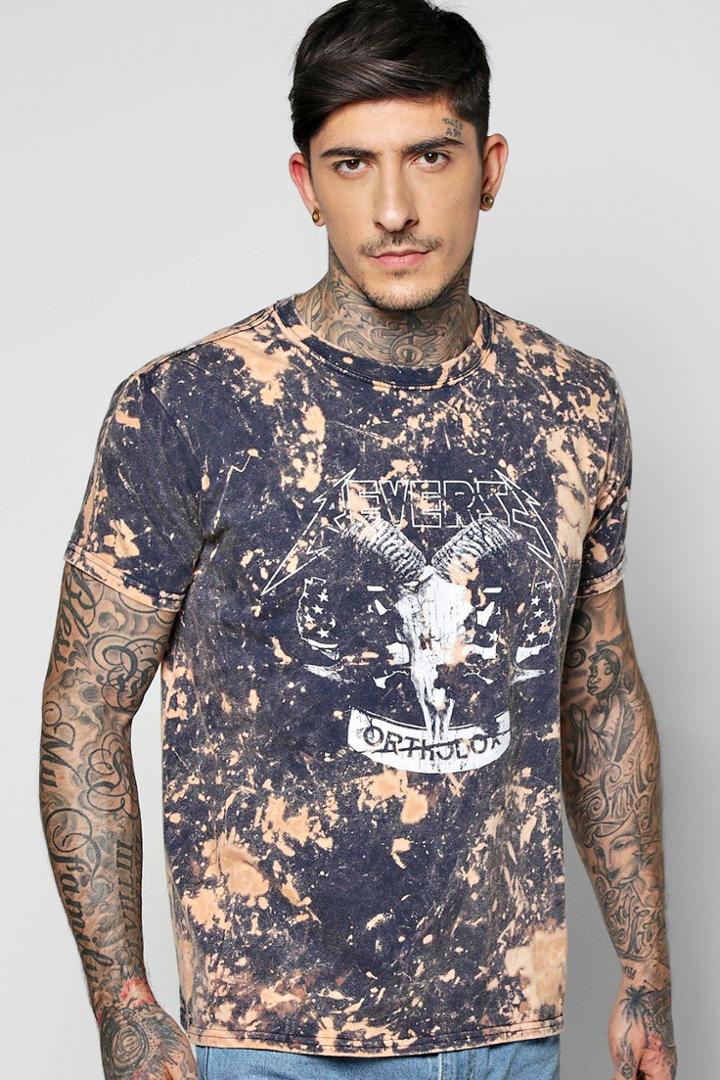 Boohoo Marble Wash Printed T Shirt Navy