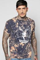 Boohoo Marble Wash Printed T Shirt Navy
