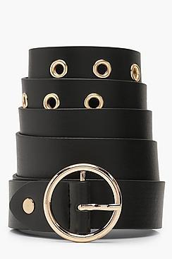 Boohoo Plus Circle Buckle Eyelet Belt