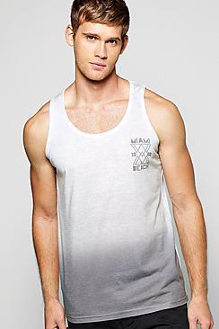 Boohoo Miami Print Faded Vest