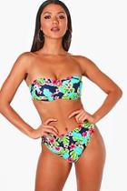 Boohoo Kos Tropical Floral High Waisted Underwired Bikini