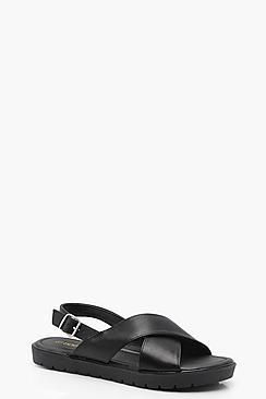 Boohoo Cross Strap Cleated Sandals
