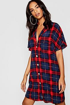 Boohoo Tall Check Shirt Dress